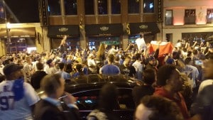 Clark Street following a Cubs playoff win