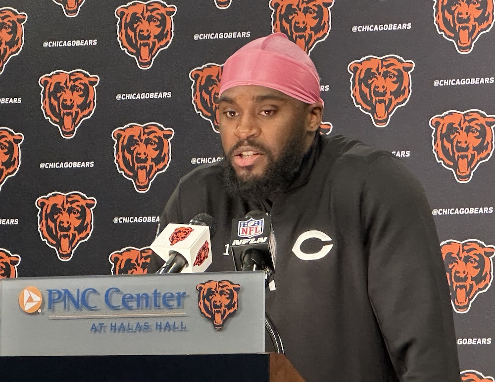 Chicago Bears DB Jaylon Johnson at a media press conference. Photo by SRN Broadcasting.