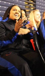 Chanise Jenkins leads the cheers for DePaul's #7 seed