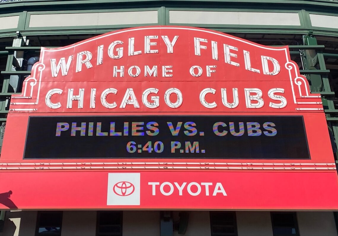 Wrigley Field marquee - Chicago Cubs vs Philadelphia Phillies