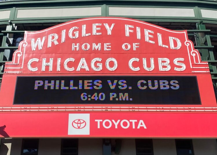 Wrigley Field marquee - Chicago Cubs vs Philadelphia Phillies