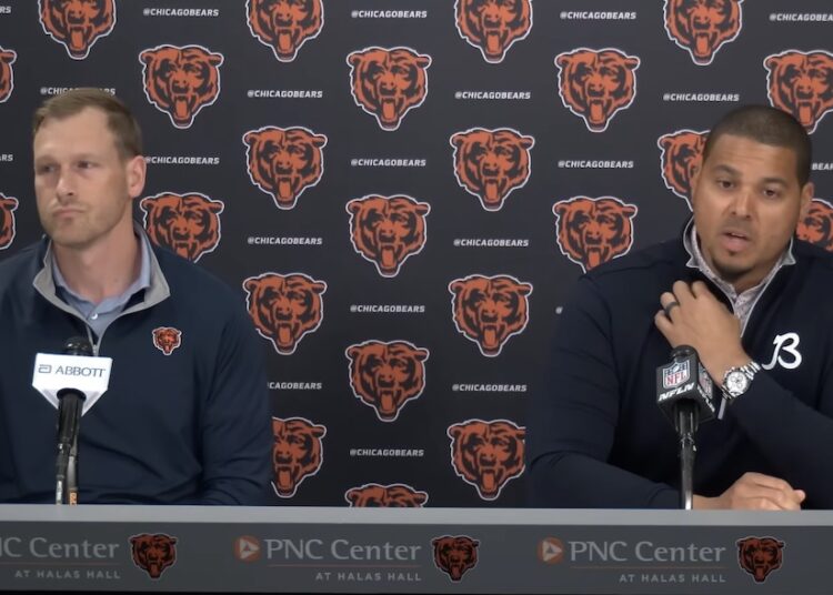 Chicago Bears GM Ryan Poles and coach Ben Johnson